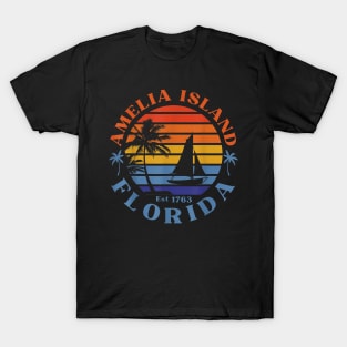 Amelia Island Florida Beach Sailboat Summer Vacation T-Shirt